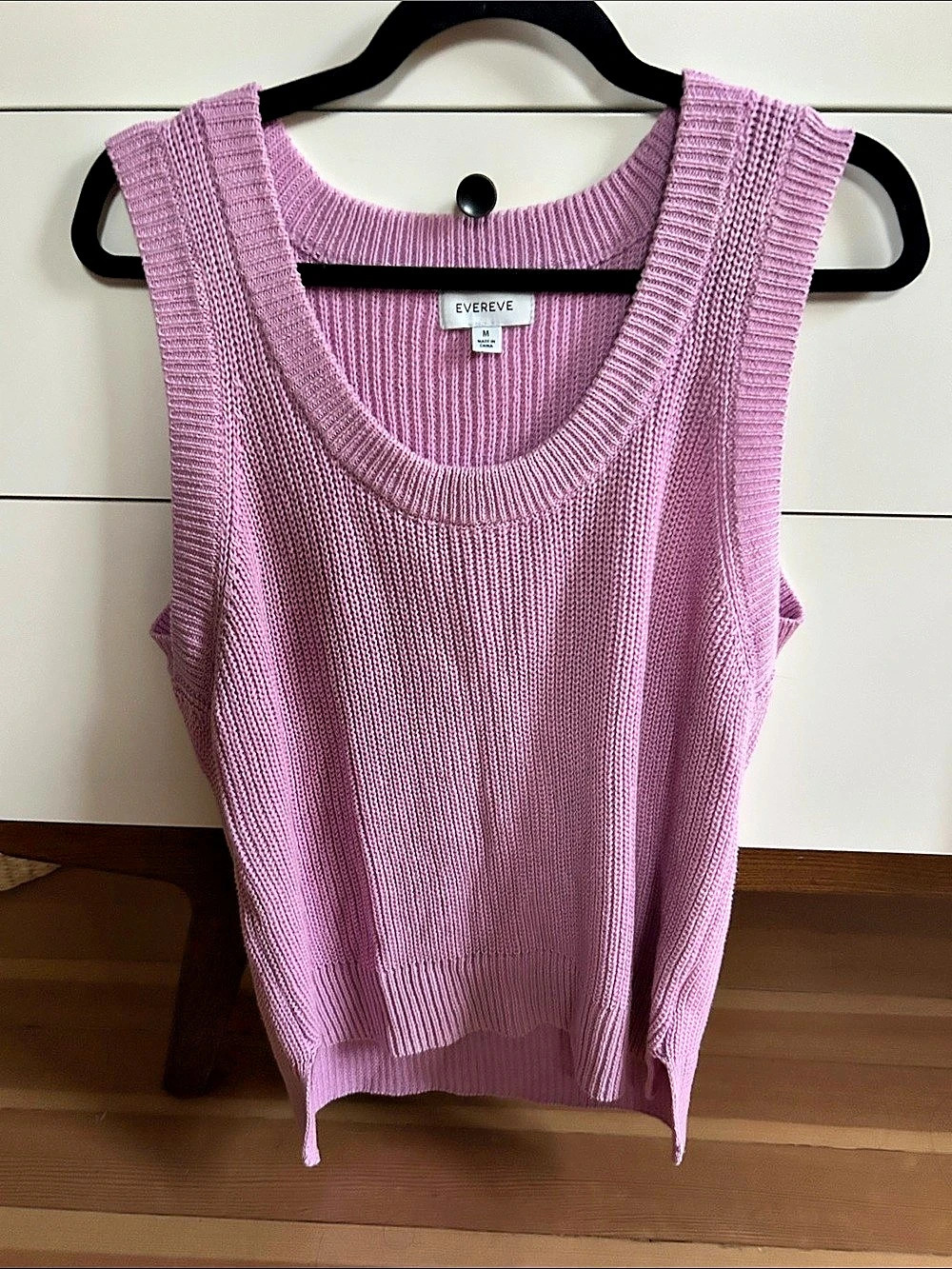 EVEREVE Chunky Knit Cotton Sweater Vest in Pink Medium